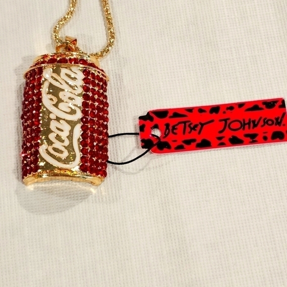 BETSEY Johnson 28" Shiny Red Enamel & Rhinestone Coca Cola neckl… - Picture 2 of 11